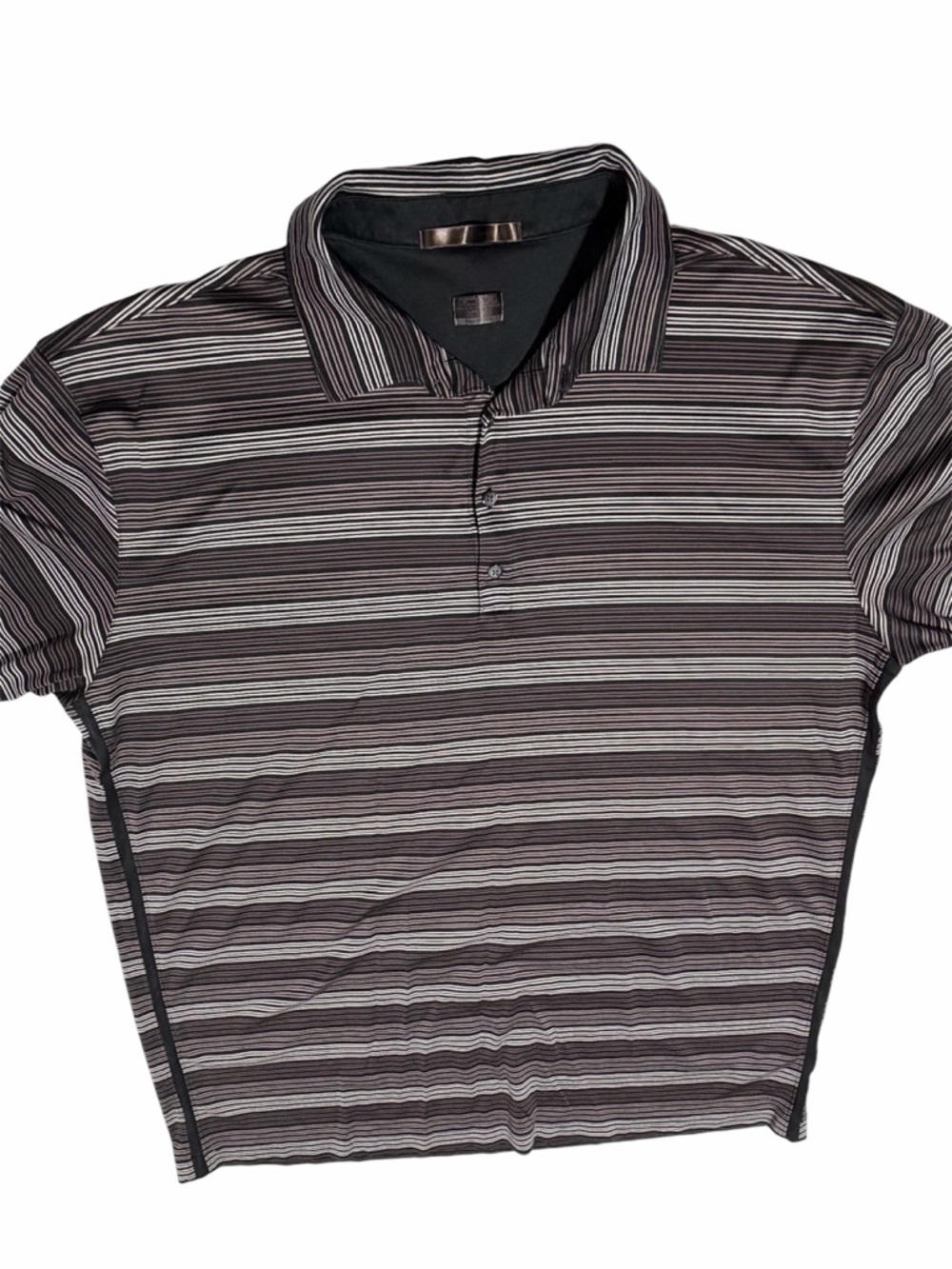 VINTAGE Nike Tiger Woods TW Golf Polo Striped Knit Metal Plate Logo 3xl